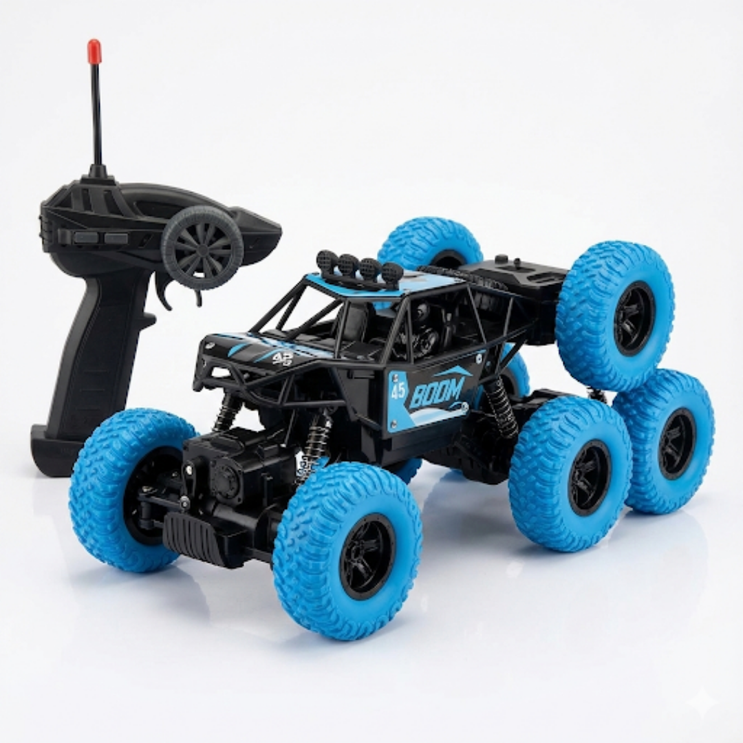8‑Tyre 6‑Wheel Drive Rock Crawler RC Monster Truck with Rechargeable Battery (Blue)