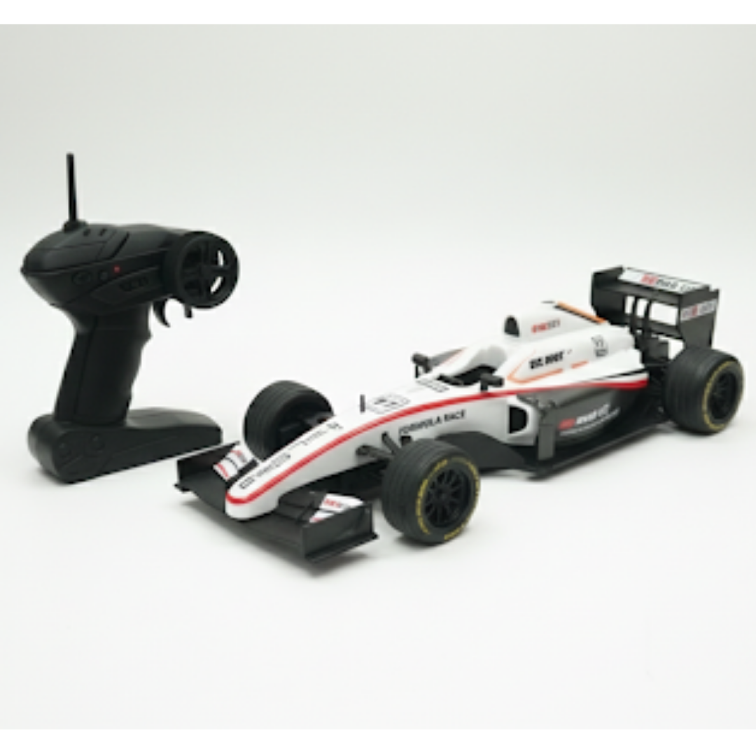 High‑Speed Rechargeable RC Racing Car with LED Lights (White Formula Style)