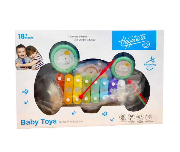 Happiesta Baby Music Knock Piano Xylophone with Cymbal & Mallets (18+ Months)