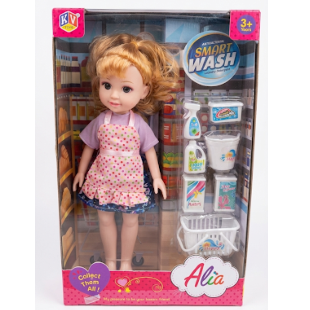 Alia Smart Wash Doll with Laundry Accessories – 12" Fashion Doll Playset (Age 3+)