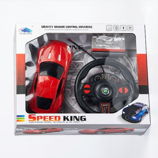 Speed King Gravity Sensor RC Racing Car with Steering‑Wheel Remote & Rechargeable Battery