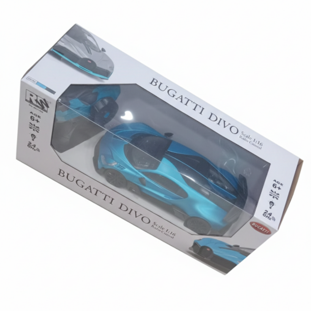 1:16 Bugatti Divo‑Style Supercar RC Car with 2.4GHz Remote Control (Blue)
