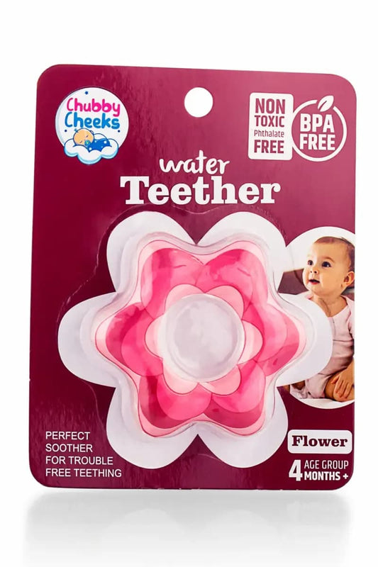 Chubby Cheeks Water Teether – BPA‑Free Leakproof Teething Toy (Flower / mango)