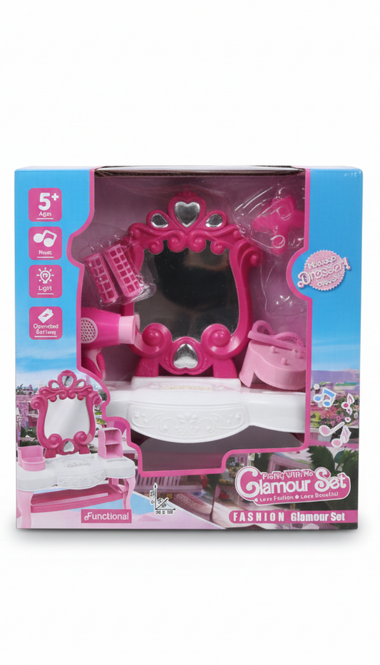 Fashion Glamour Vanity Table Playset with Mirror, Lights & Music (Age 5+)