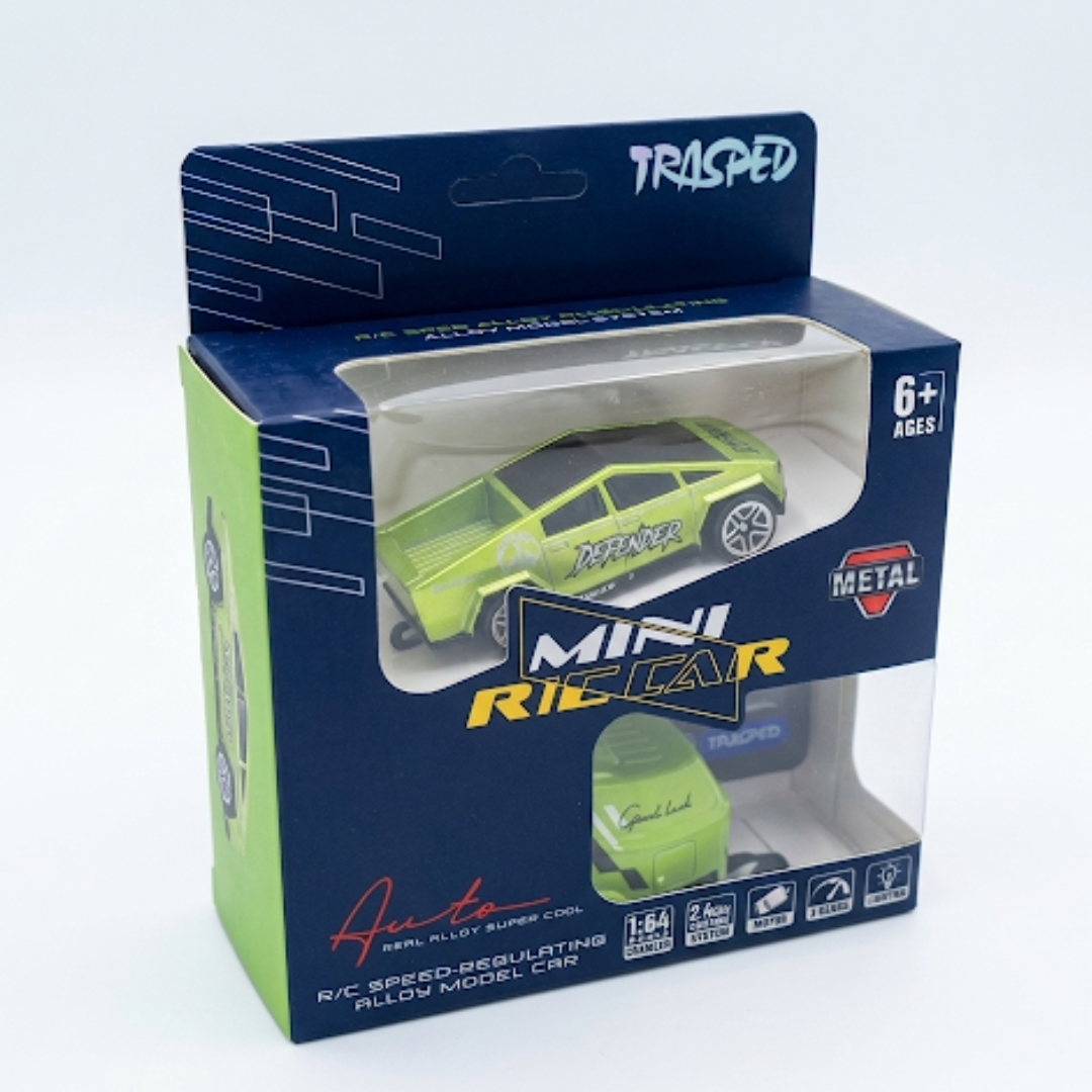 Mini Cyber Truck RC Car with Trailer, LED Lights & Type‑C Rechargeable Battery