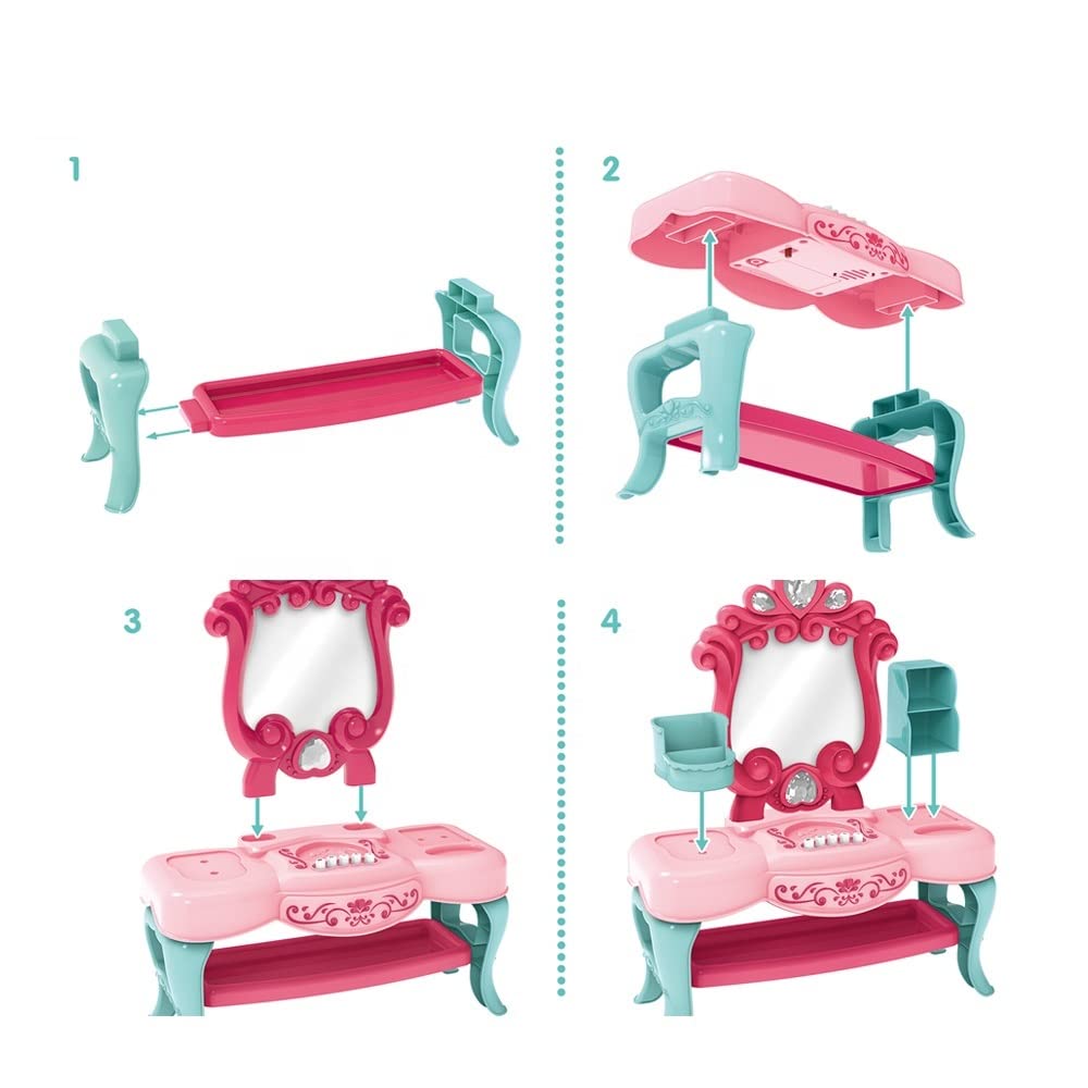 Fashion Glamour Vanity Table Playset with Mirror, Lights & Music (Age 5+)