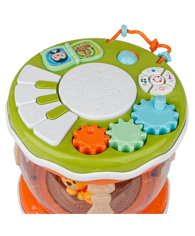 2‑in‑1 Animal Smart Drum with Microphone – Rotating Animals, Lights & Music Activity Toy (Age 3+)