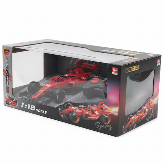 1:18 Drift F1 RC Car with Spray Racing Smoke Effect & Remote Control (Red)