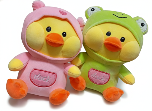 Pipi & Froggy Hoodie Duck Plush Dolls – Pink Pig & Green Frog Costume