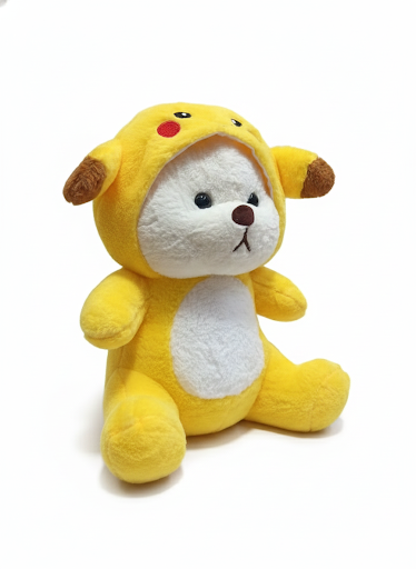 Yellow Hoodie Teddy Bear Plush Toy – Cute Animal Costume Soft Toy