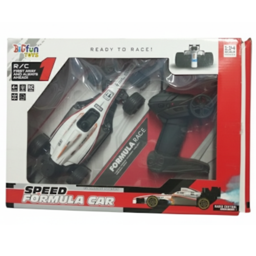 High‑Speed Rechargeable RC Racing Car with LED Lights (White Formula Style)